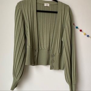 Wilfred (aritzia) green balloon sleeve cardigan
